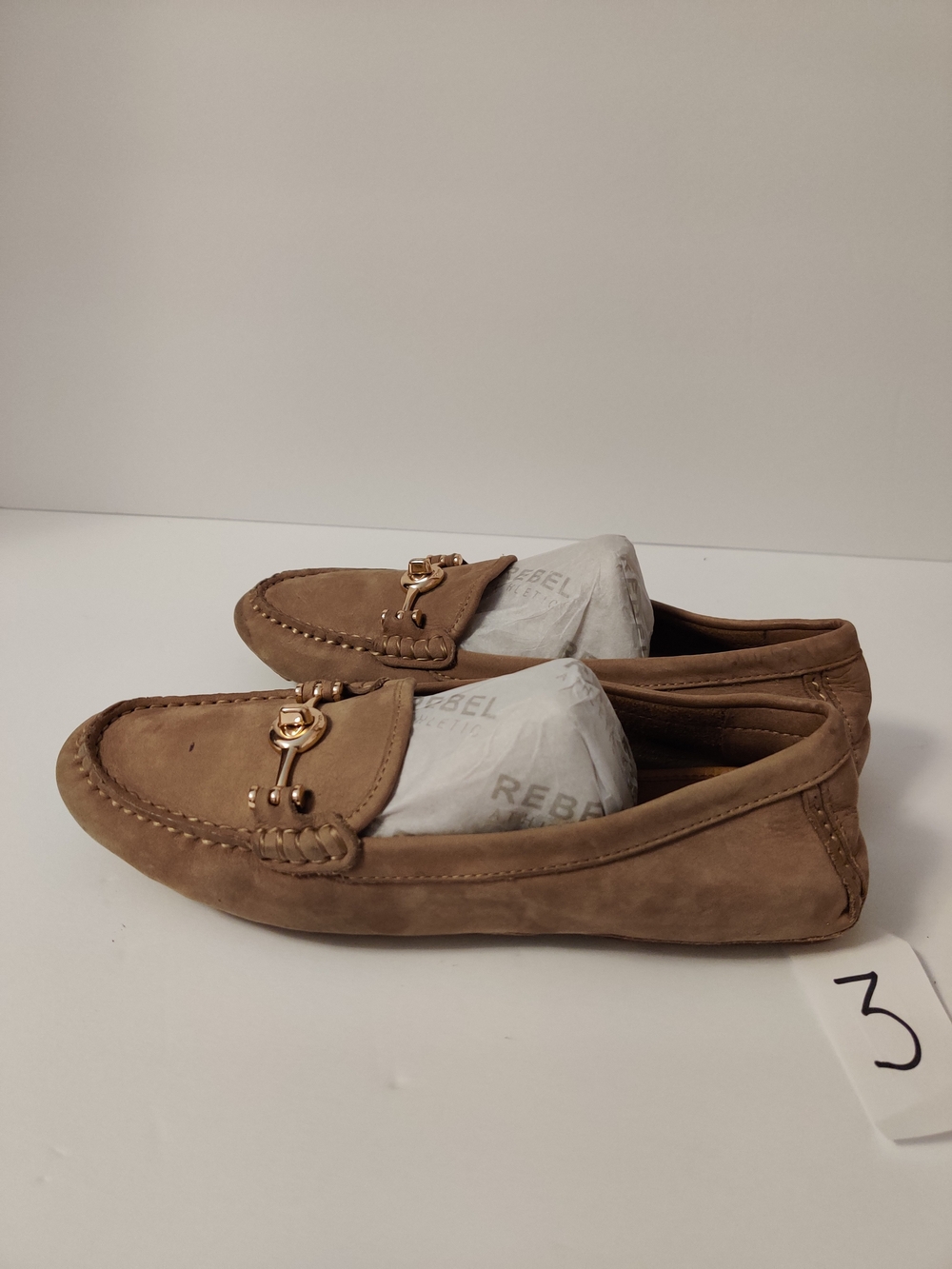 Coach Suede Loafers in Tan with Gold Accent 7 - Picture 3 of 5
